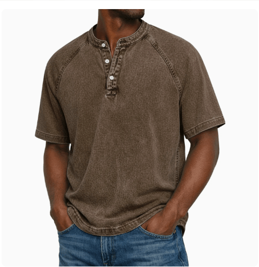 MATEO | Camiseta henley com gola abotoada