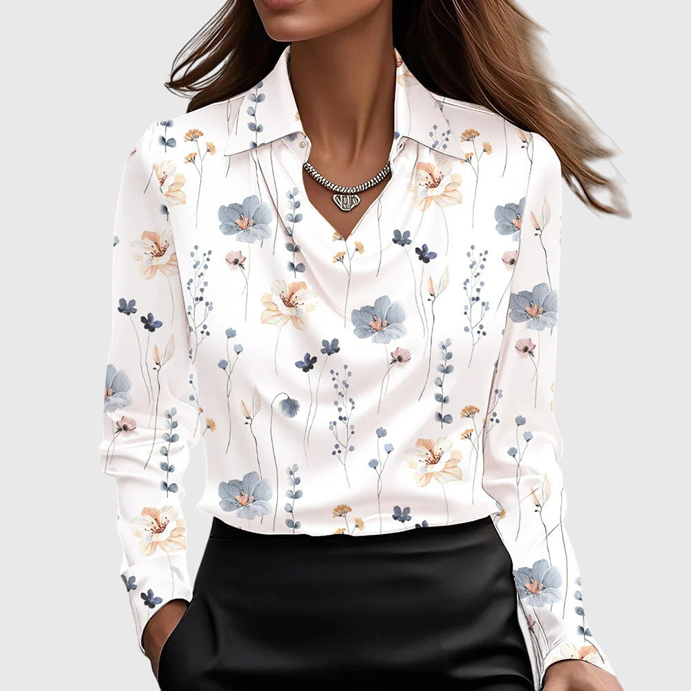 LAURA | Blusa com gola drapeada