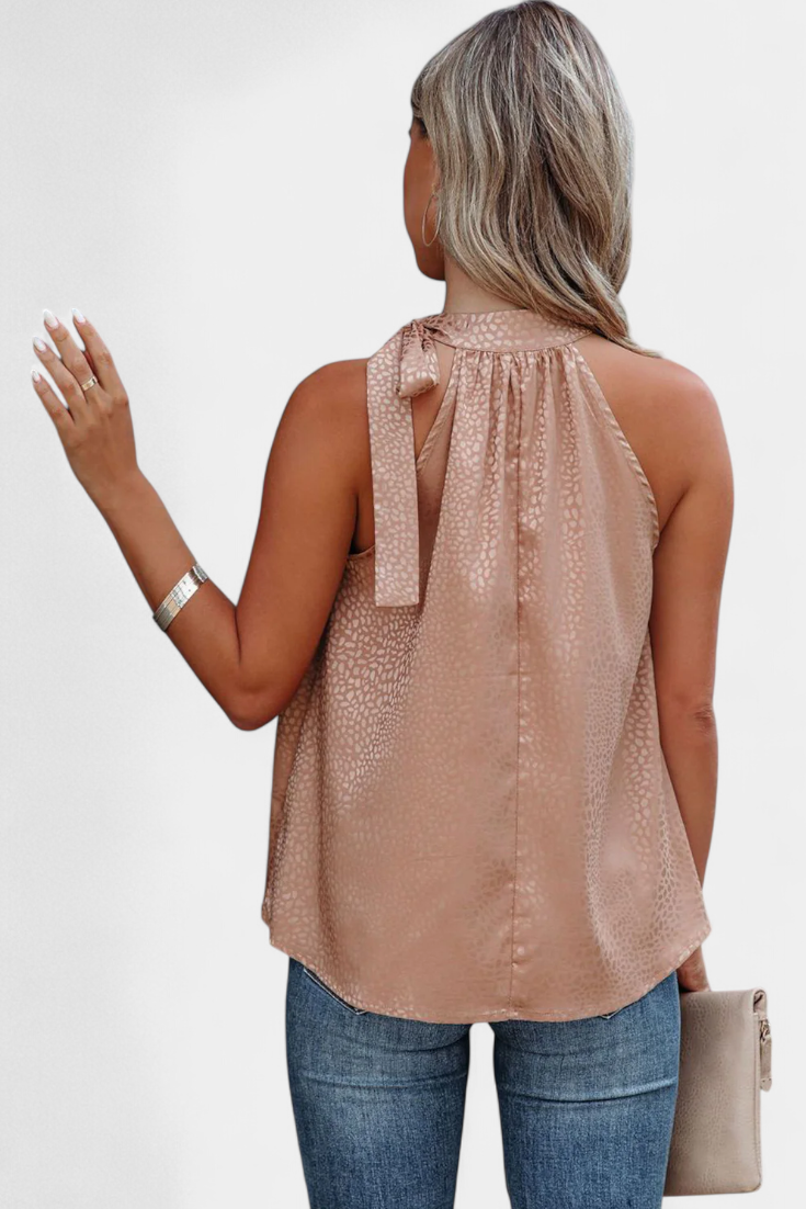 ISABELA | Blusa estampada de gola alta com laço