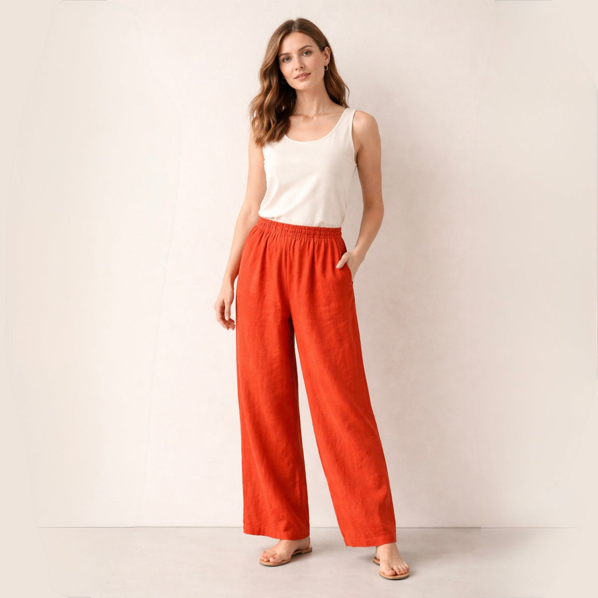 SOPHIA | Calça listrada de cintura elástica