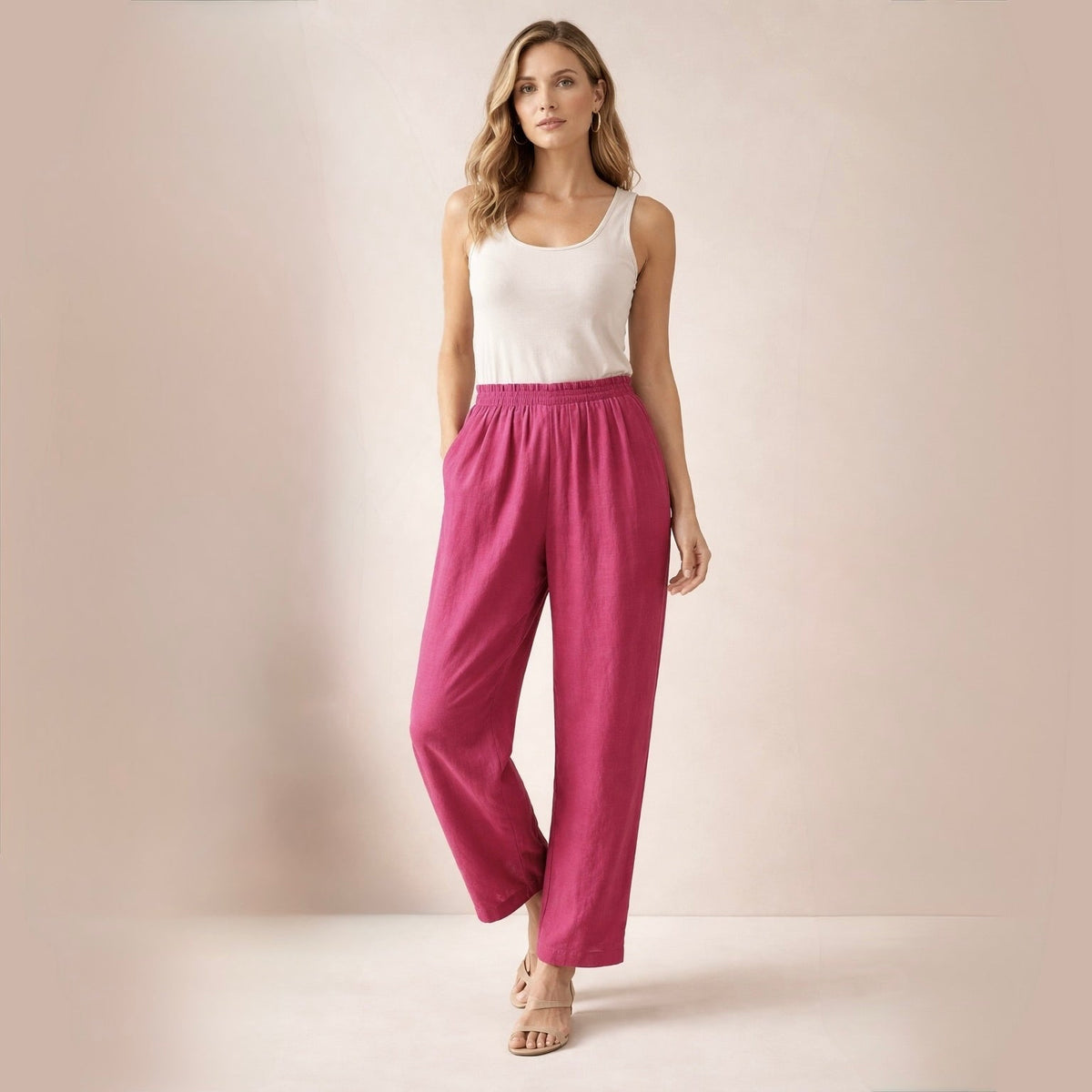SOPHIA | Calça listrada de cintura elástica