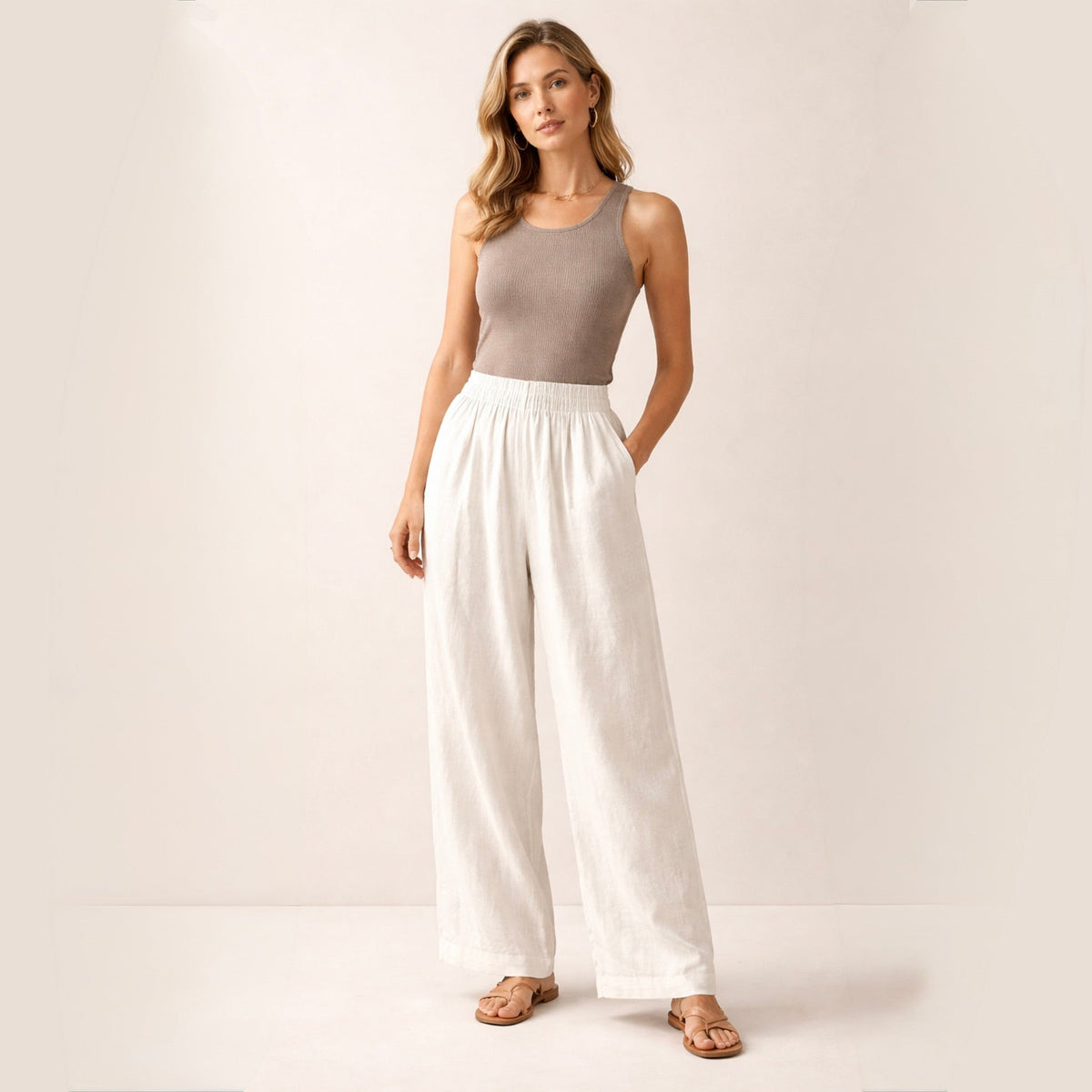 SOPHIA | Calça listrada de cintura elástica
