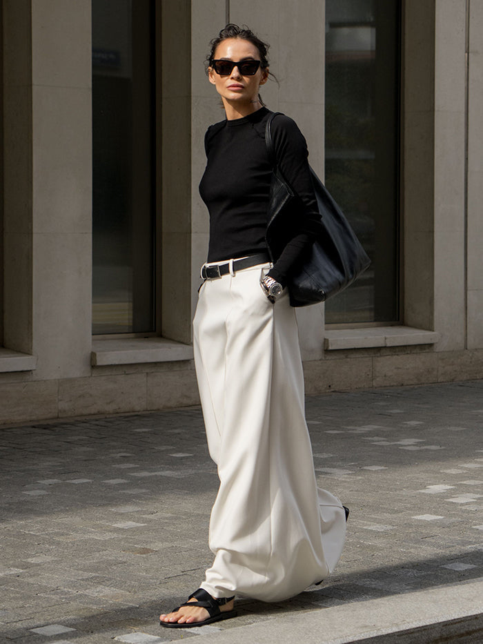 MARINA | Calça de cintura alta lisa