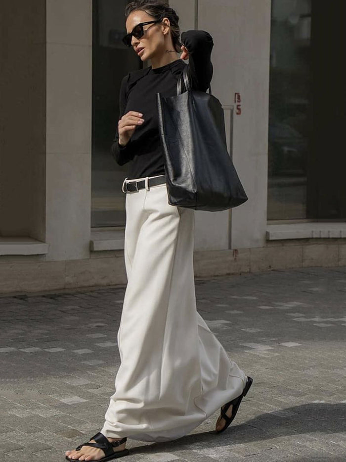 MARINA | Calça de cintura alta lisa