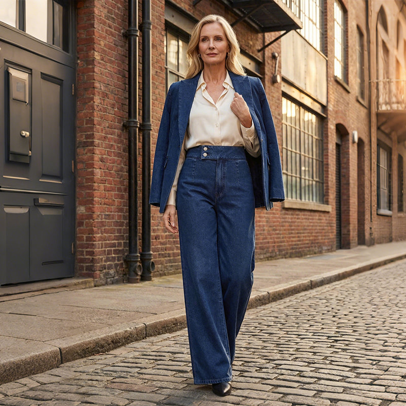 LAURA | Calça jeans de cintura alta e perna larga
