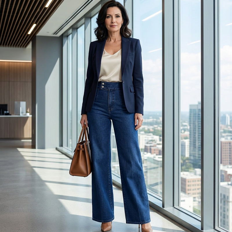 ALICE | Calça jeans de cintura alta com perna larga