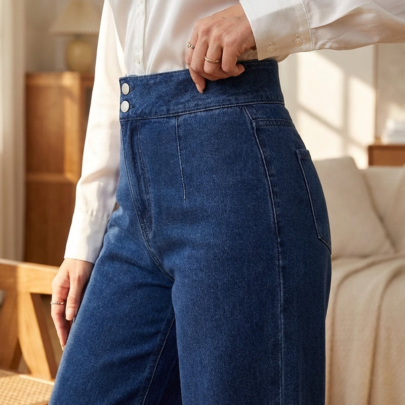 ALICE | Calça jeans de cintura alta com perna larga