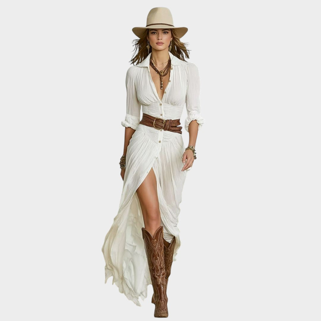 IDA | Vestido maxi com botões