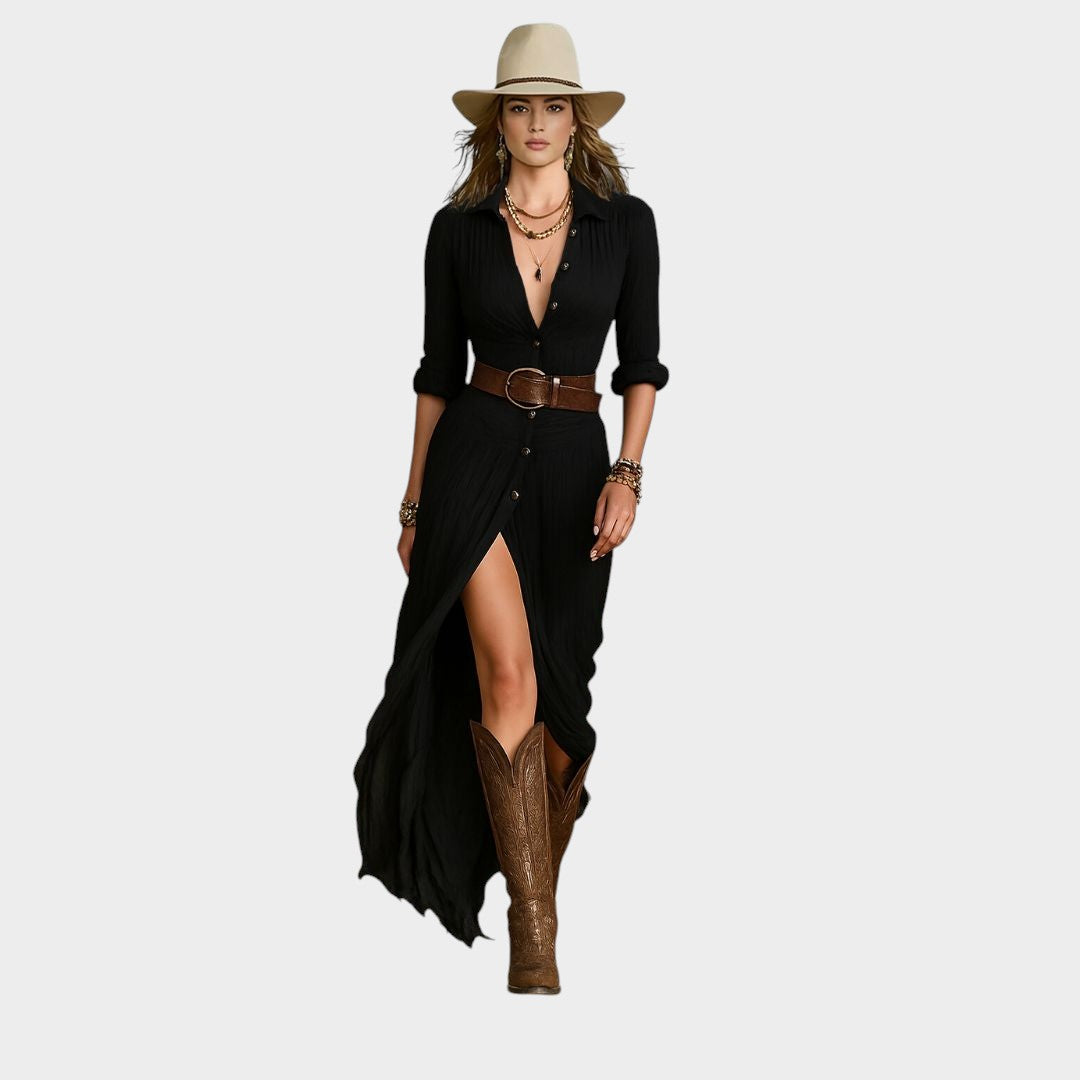 IDA | Vestido maxi com abertura frontal