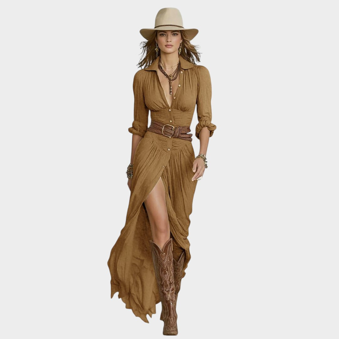 IDA | Vestido maxi com abertura frontal