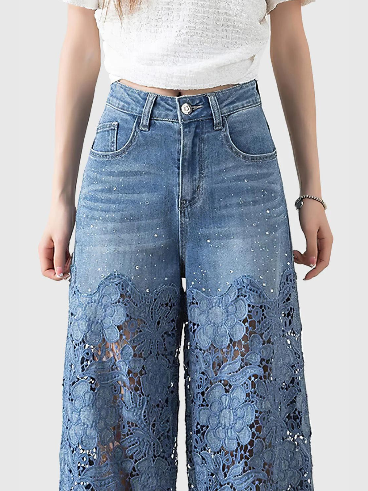 RENATA | Calça jeans com renda
