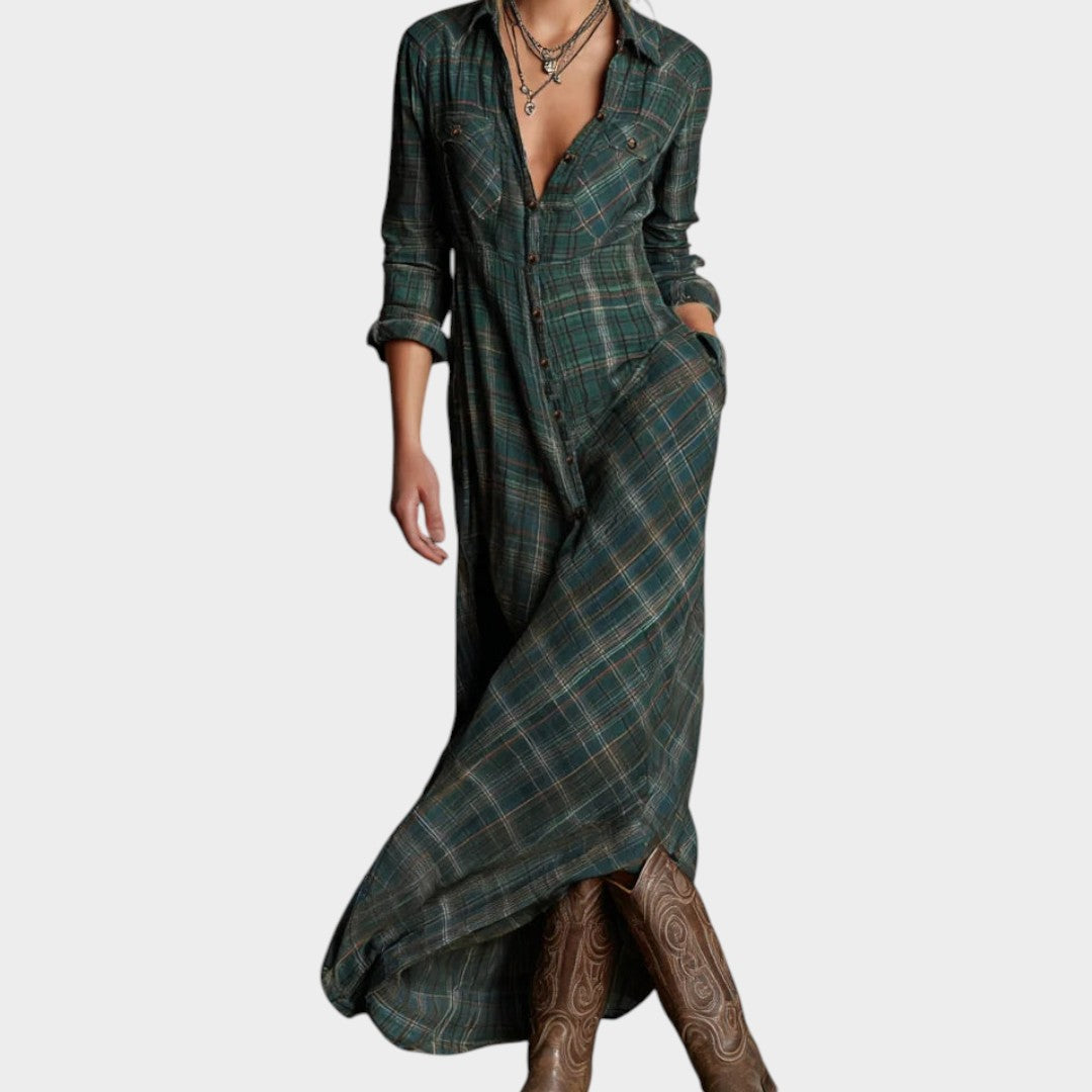 CALIPSO | Vestido longo xadrez