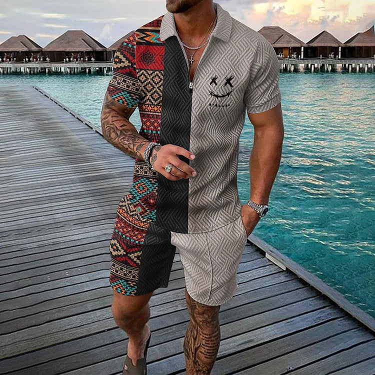ANTONIO | Conjunto com bermuda étnica bicolor