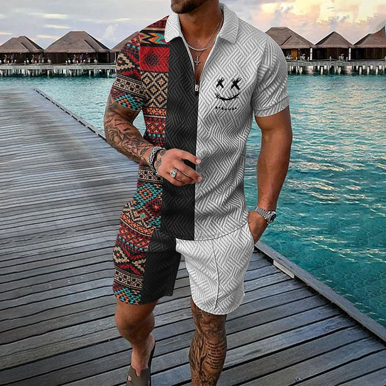 ANTONIO | Conjunto com bermuda étnica bicolor