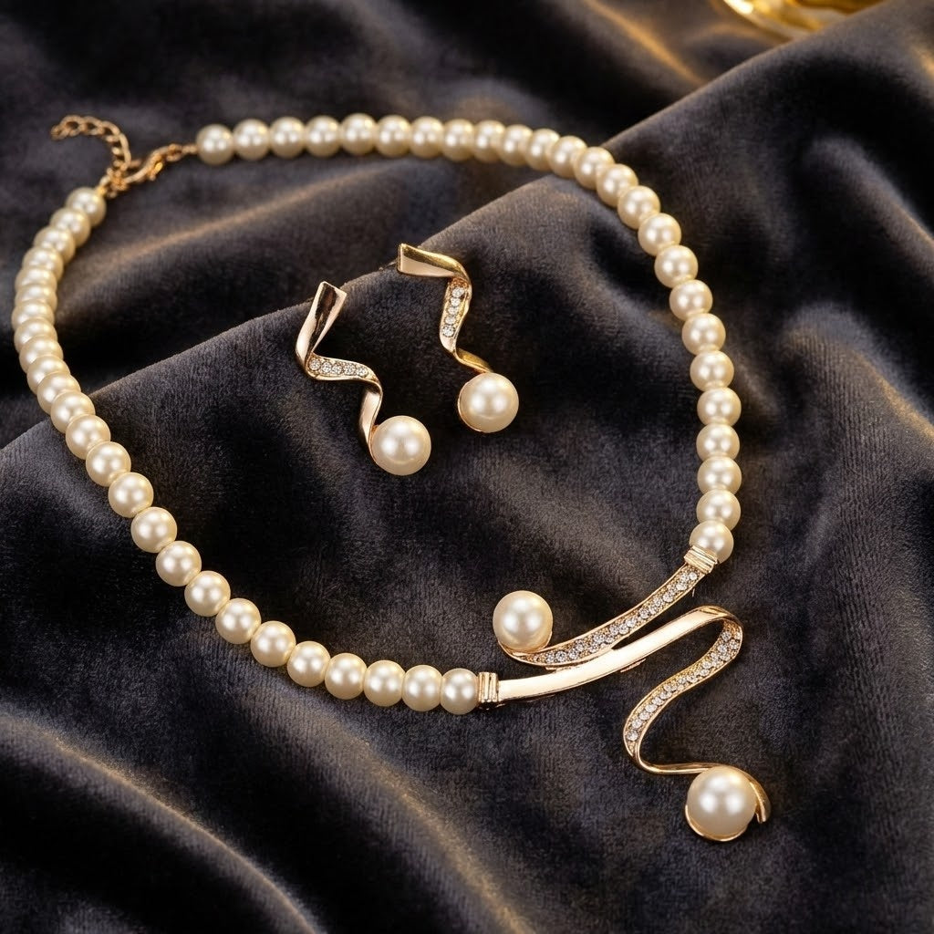 SOPHIA | Conjunto de colar e brincos com pérolas