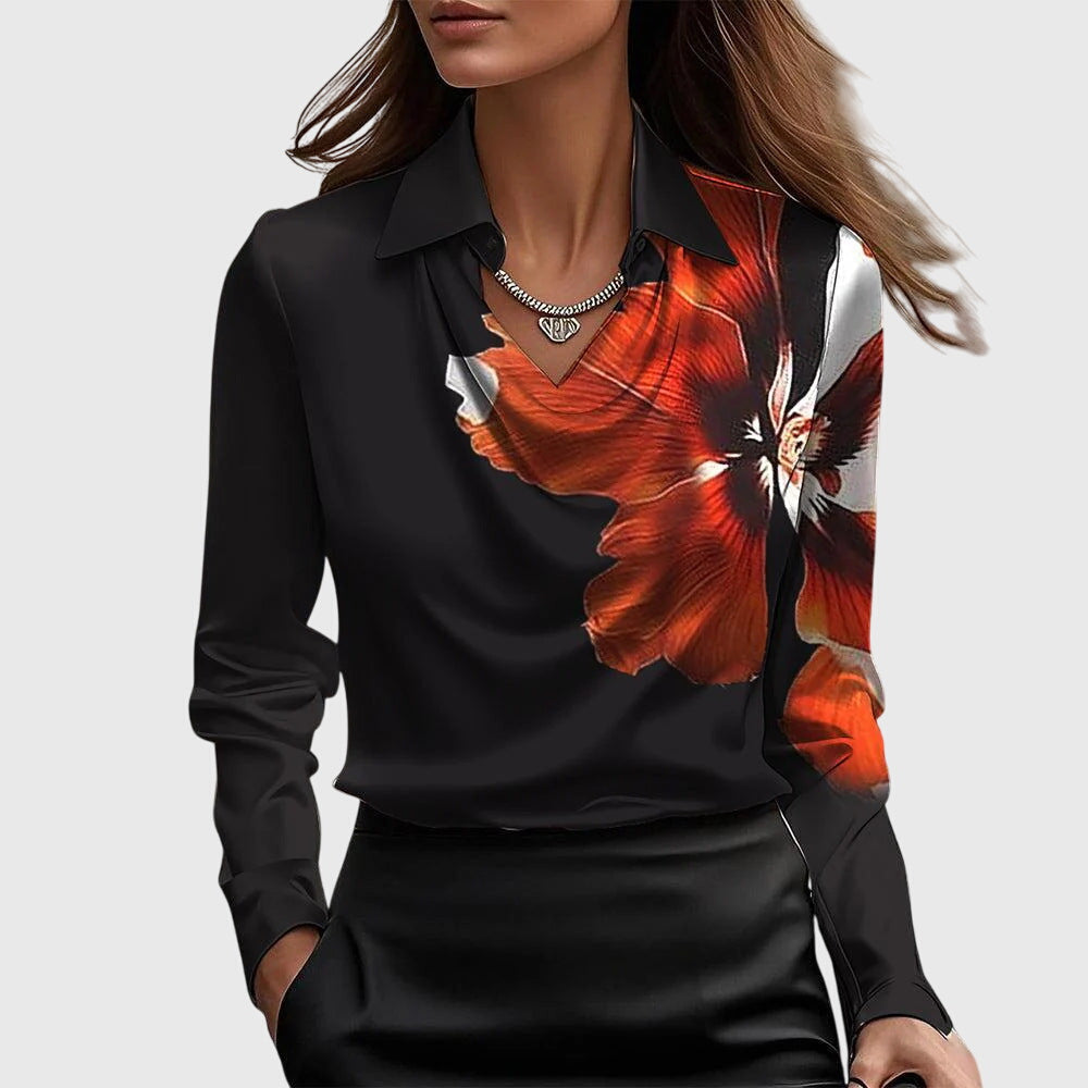 LAURA | Blusa com gola drapeada