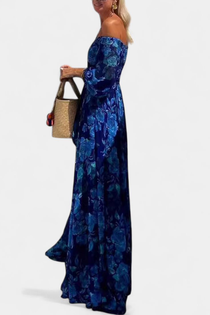 DAVINA | Vestido longo ombro a ombro floral