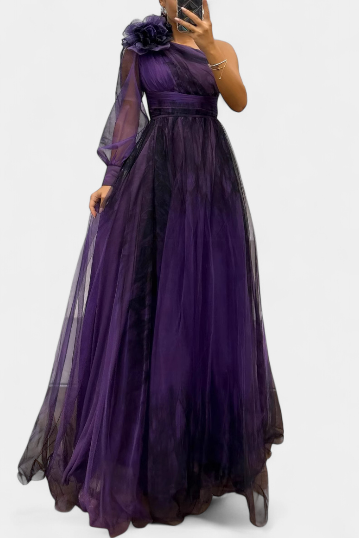 RAFAELA | Vestido longo ombro único com flor