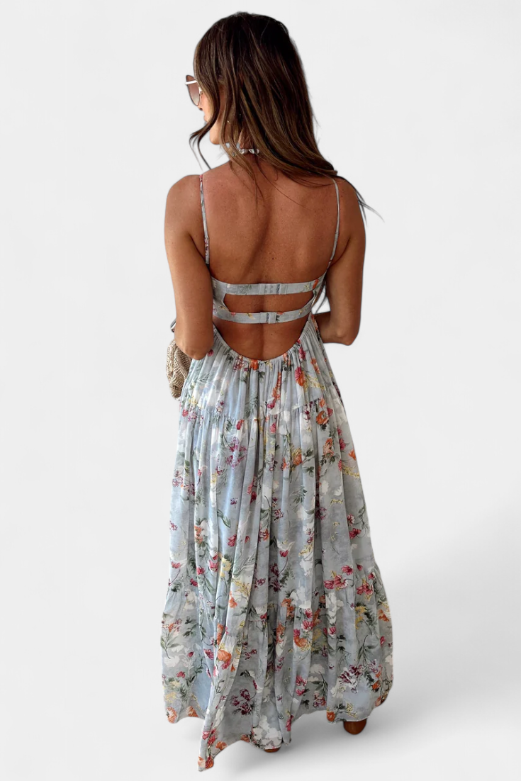 NEHA | Vestido floral com costas abertas