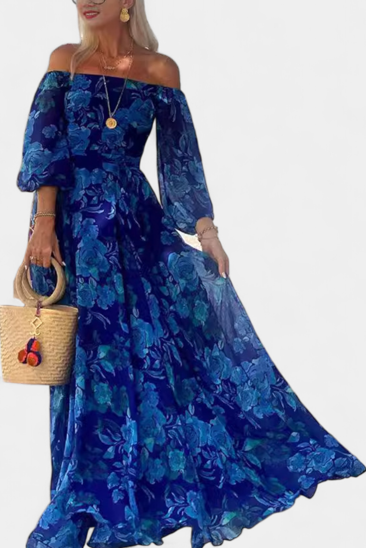 DAVINA | Vestido longo ombro a ombro floral