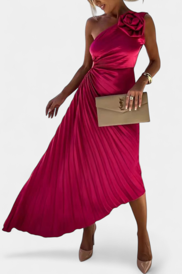 LEIRE | Vestido de coquetel assimétrico com flor