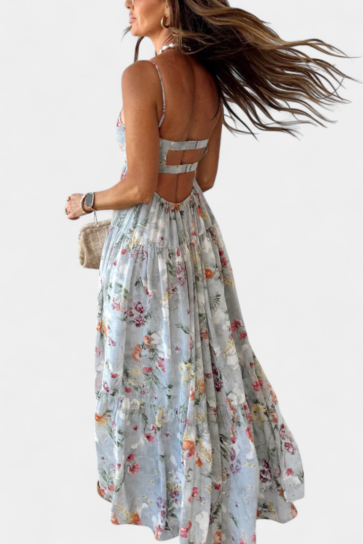 NEHA | Vestido floral com costas abertas