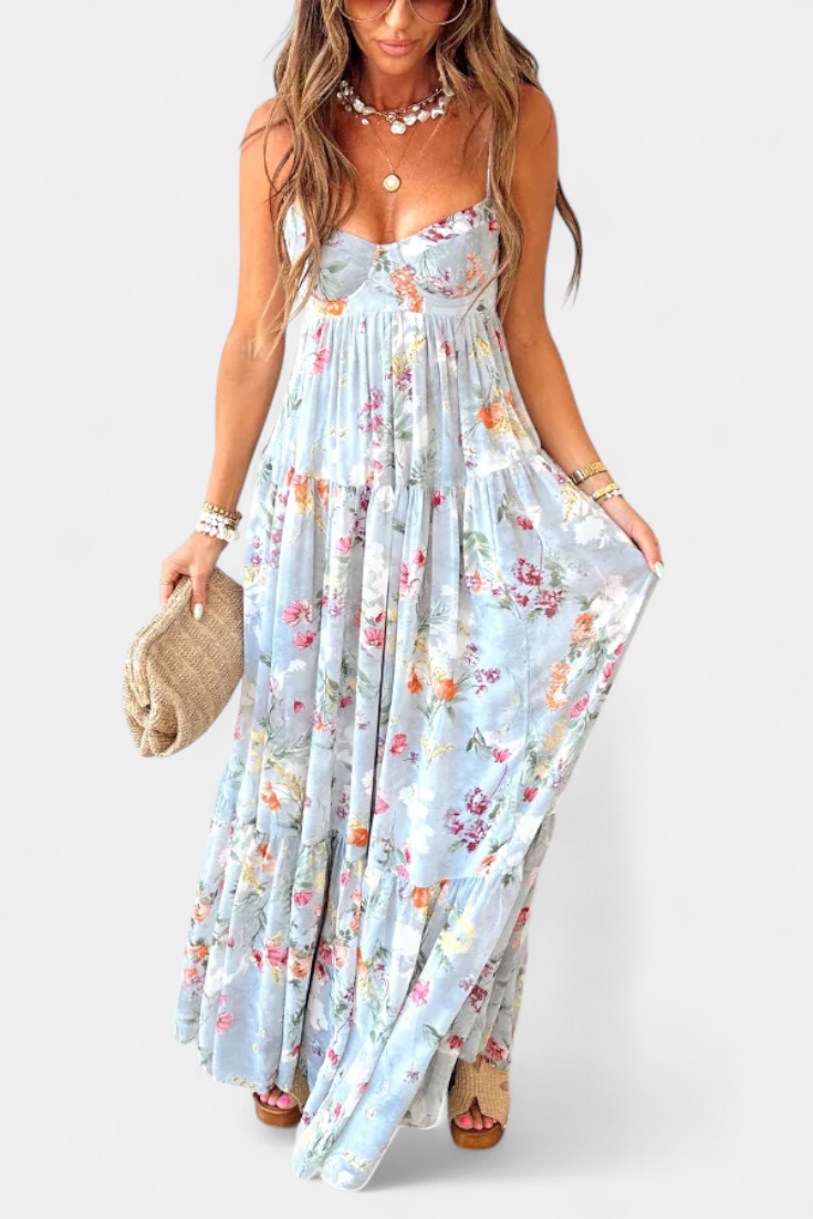 NEHA | Vestido floral com costas abertas