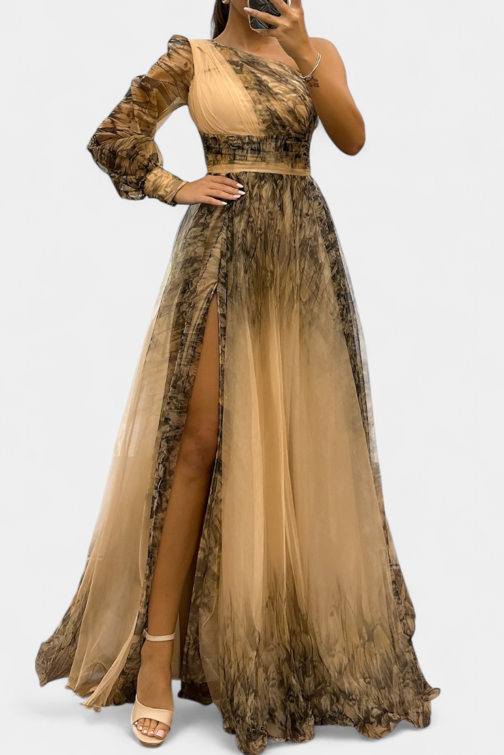 RAFAELA | Vestido longo ombro único com flor