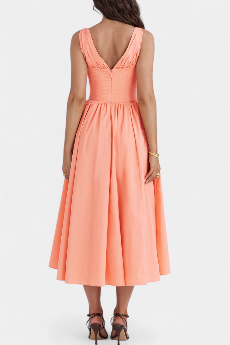 MARGIE | Vestido midi floral com decote em V