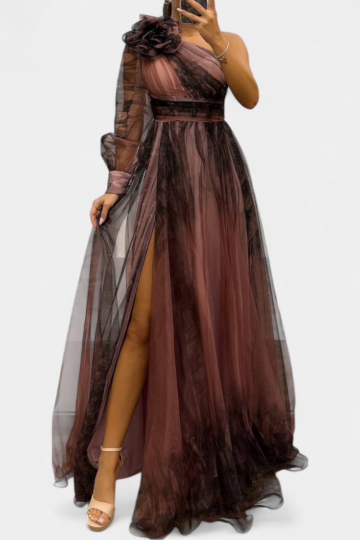 RAFAELA | Vestido longo ombro único com flor