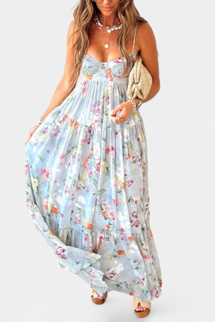 NEHA | Vestido floral com costas abertas