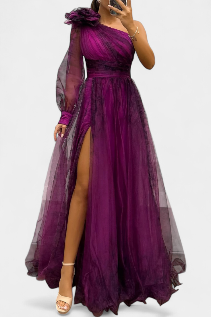 RAFAELA | Vestido longo ombro único com flor