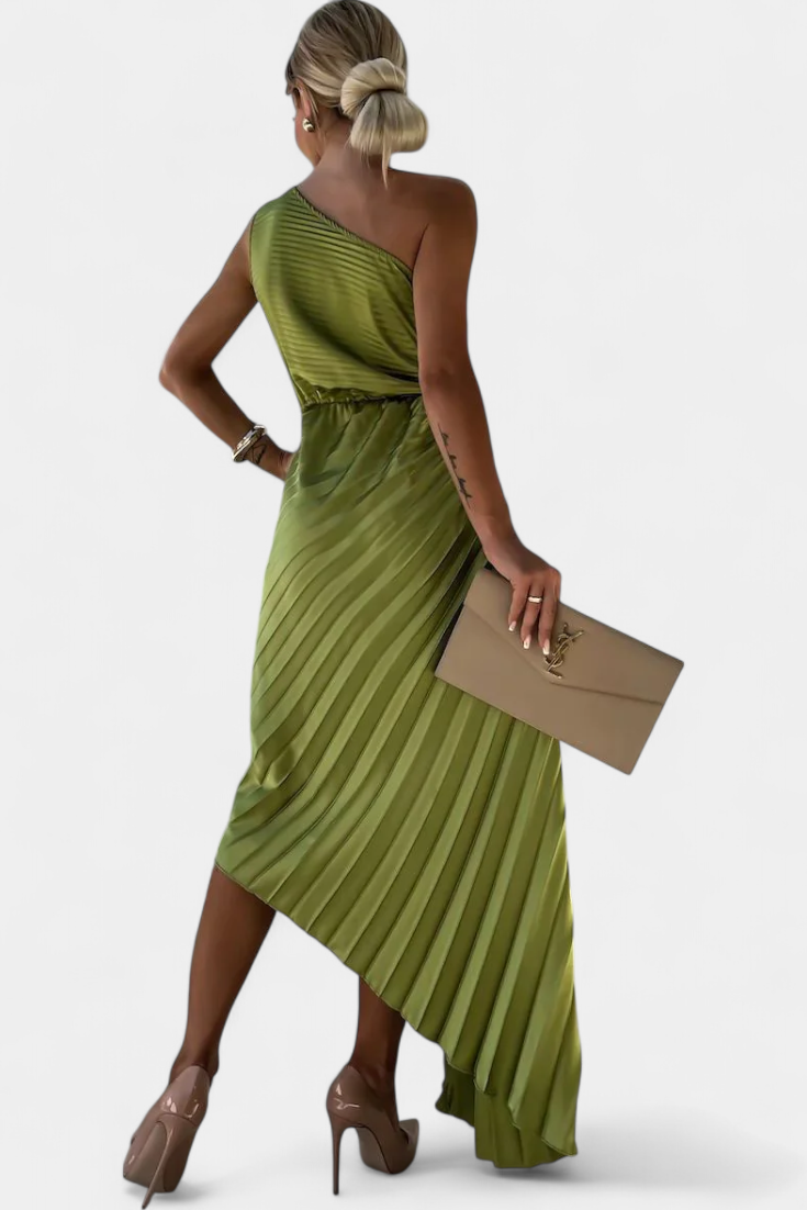 LEIRE | Vestido de coquetel assimétrico com flor
