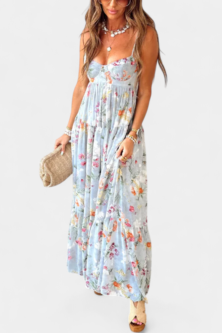 NEHA | Vestido floral com costas abertas