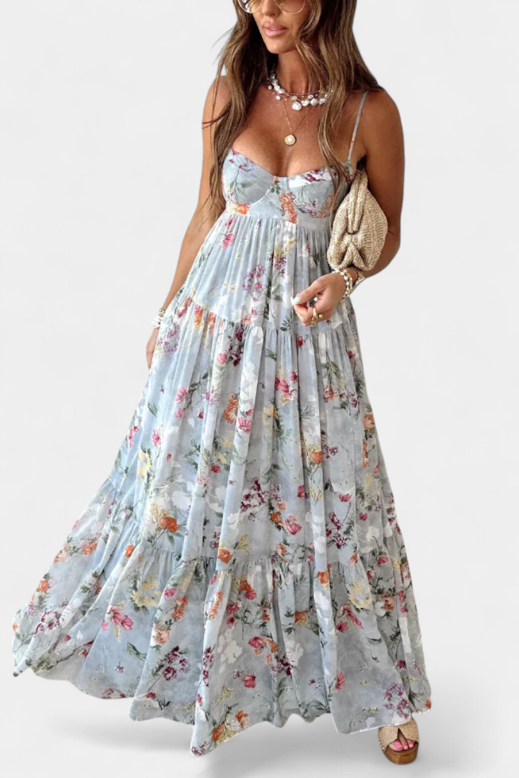 NEHA | Vestido floral com costas abertas
