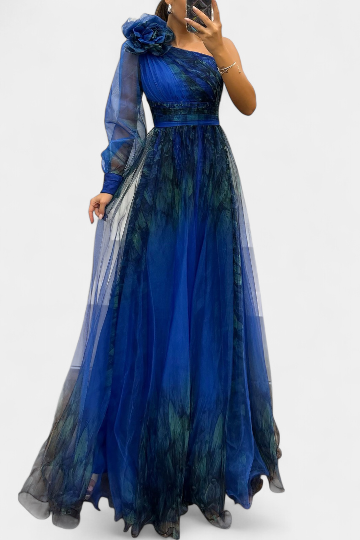 RAFAELA | Vestido longo ombro único com flor
