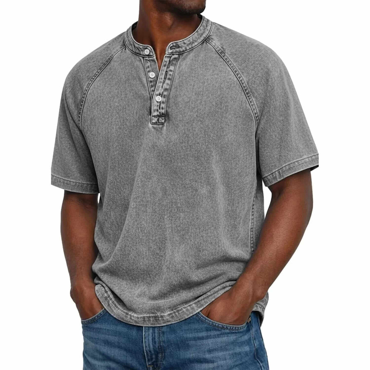 BRUNO | Camiseta henley com gola abotoada