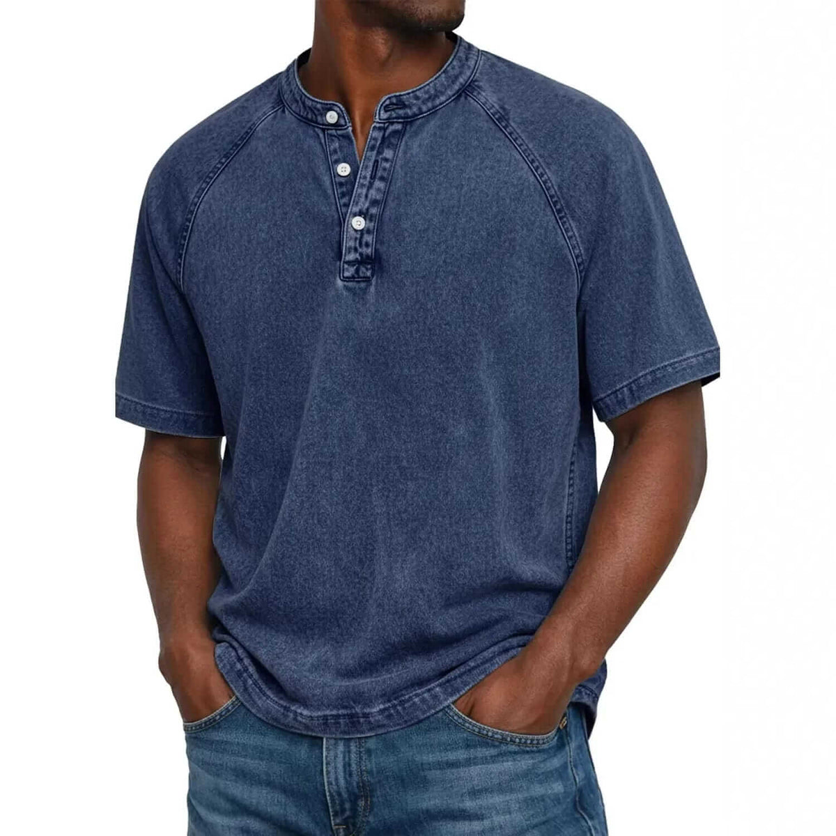 BRUNO | Camiseta henley com gola abotoada