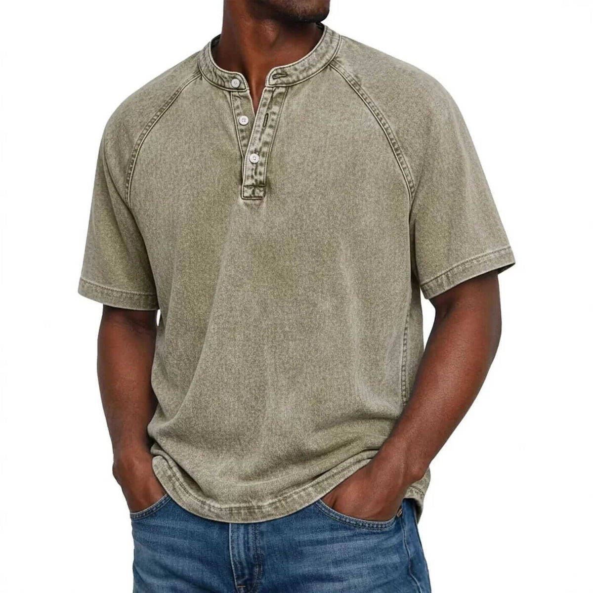 MATEO | Camiseta henley com gola abotoada