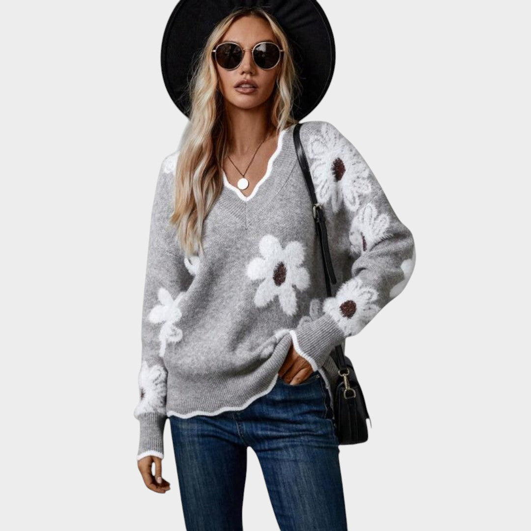THEA | Suéter floral com decote em V