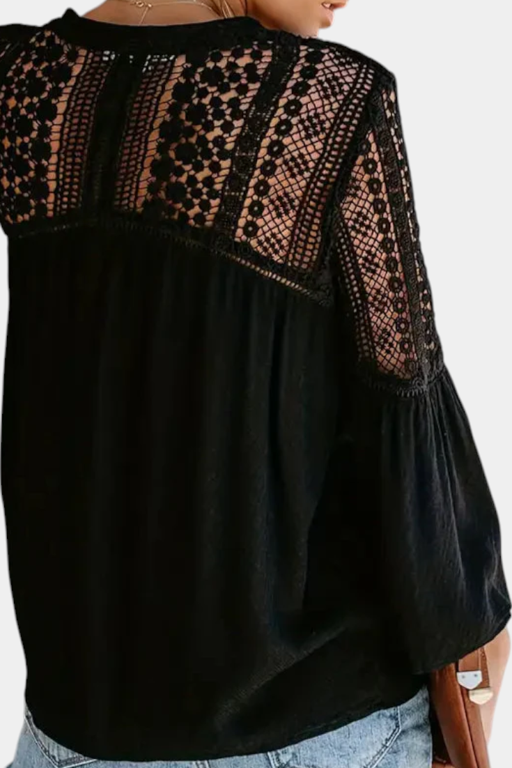 HELOÍSA | Blusa com decote em V e renda