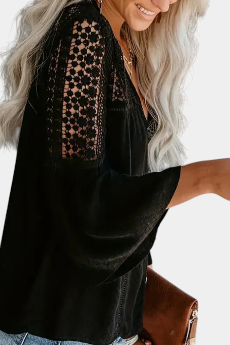 HELOÍSA | Blusa com decote em V e renda