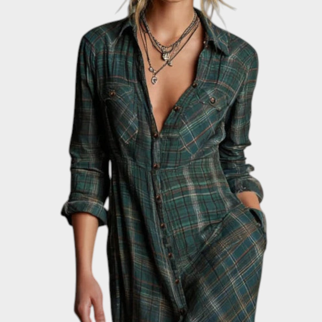 CALIPSO | Vestido longo xadrez