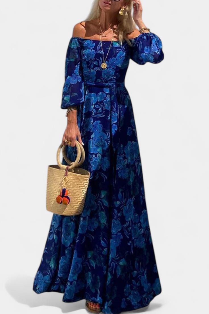 DAVINA | Vestido longo ombro a ombro floral