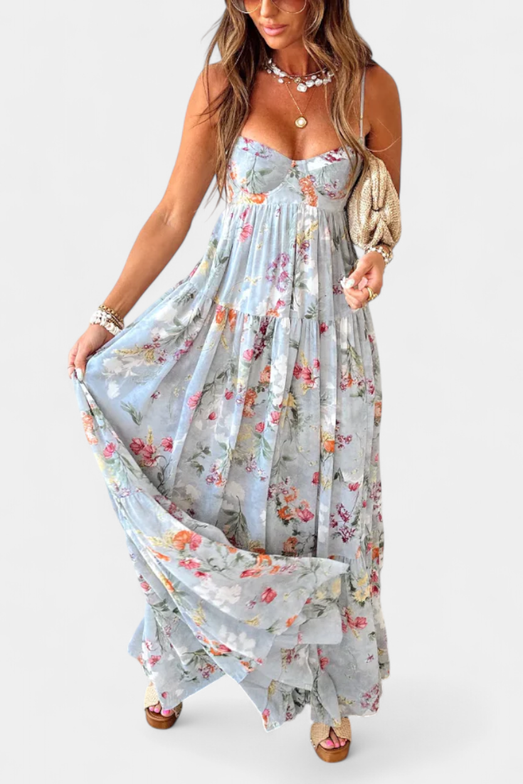 NEHA | Vestido floral com costas abertas